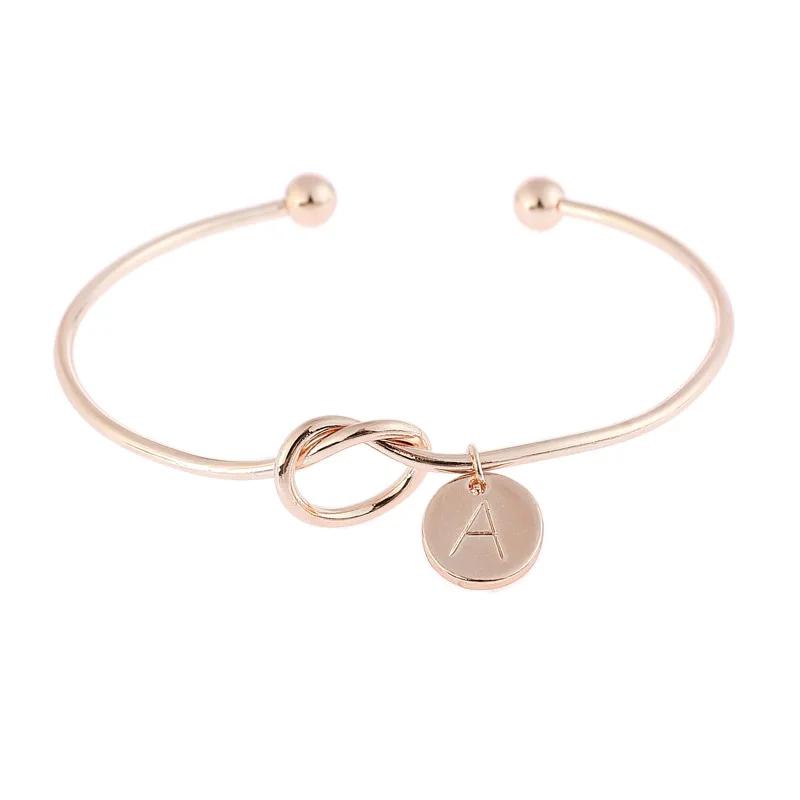 

Fashion 26 Letter Bracelet Knot Heart Name Bangle Girl A-Z Initial Pendant Chain & Link Bracelets for Women Girlfriend Best Gift