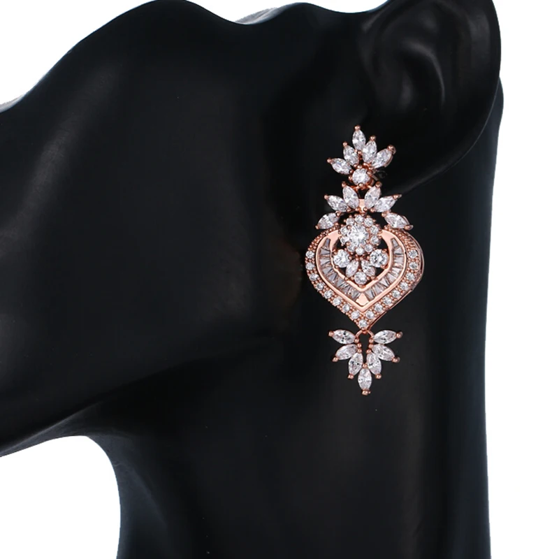 Серьги подвески Uilz из розового золота женские роскошные длинные висячие