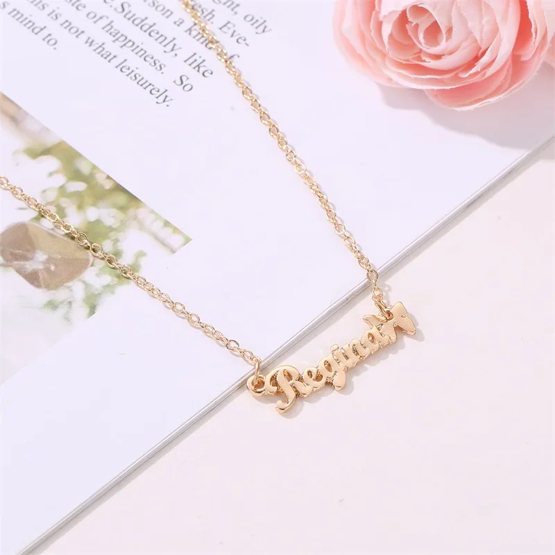 New Trendy Letter Regina Pendant Necklace For Women Gold Metal Long Butterfly Mujer Jewelry Nouveaute 2019 Femme Bijoux | Украшения и