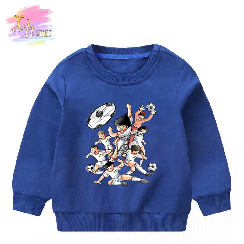 

Anime Captain Tsubasa Sweatshirts Cotton Children Leisure T Shirt Boy Football Motion T-shirts For Boys Girls Winter Hoodies Top