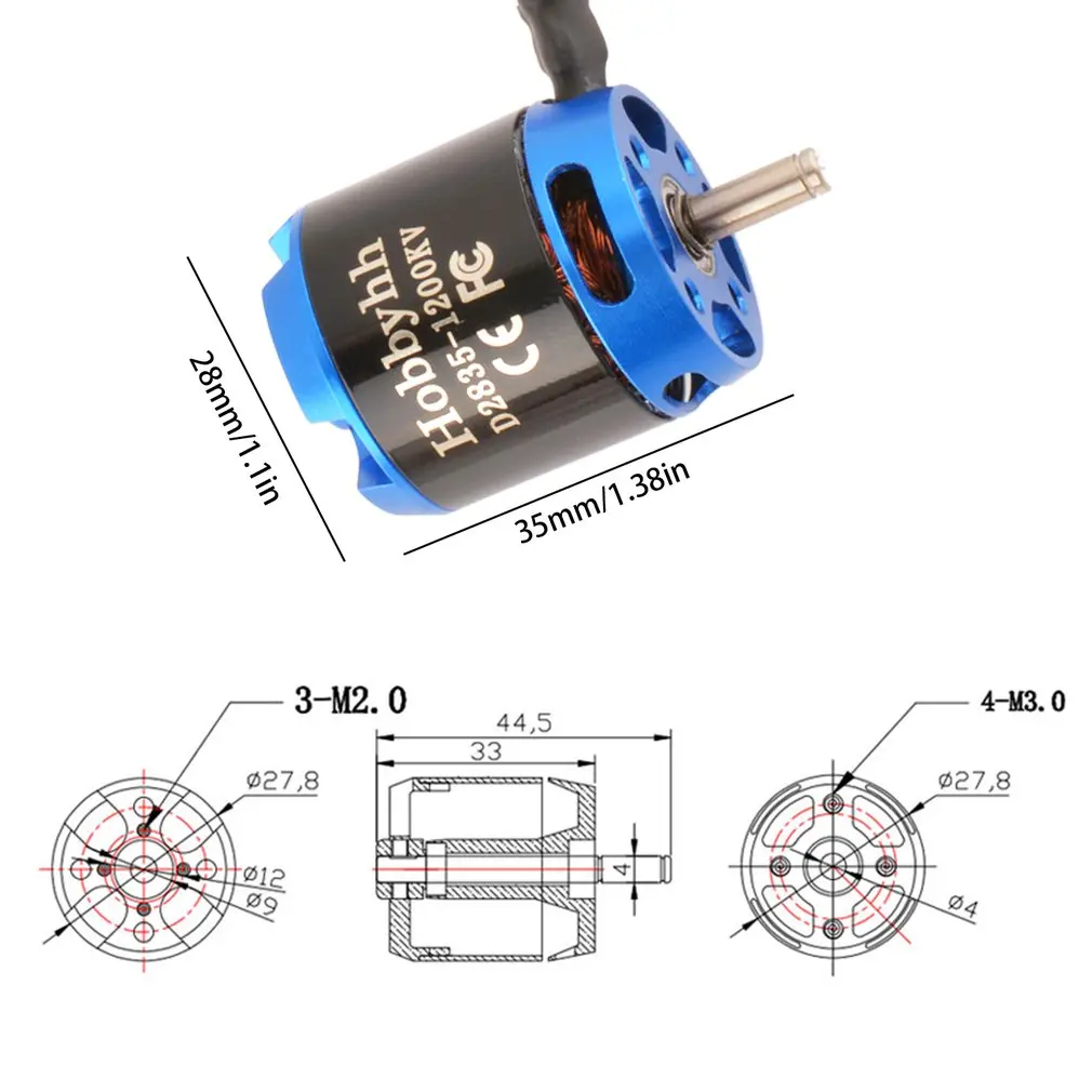 

2835 (2216) 1200kv Brushless Motor Power 295w Suitable For RC Aircraft And UAV Multirotor Airplane