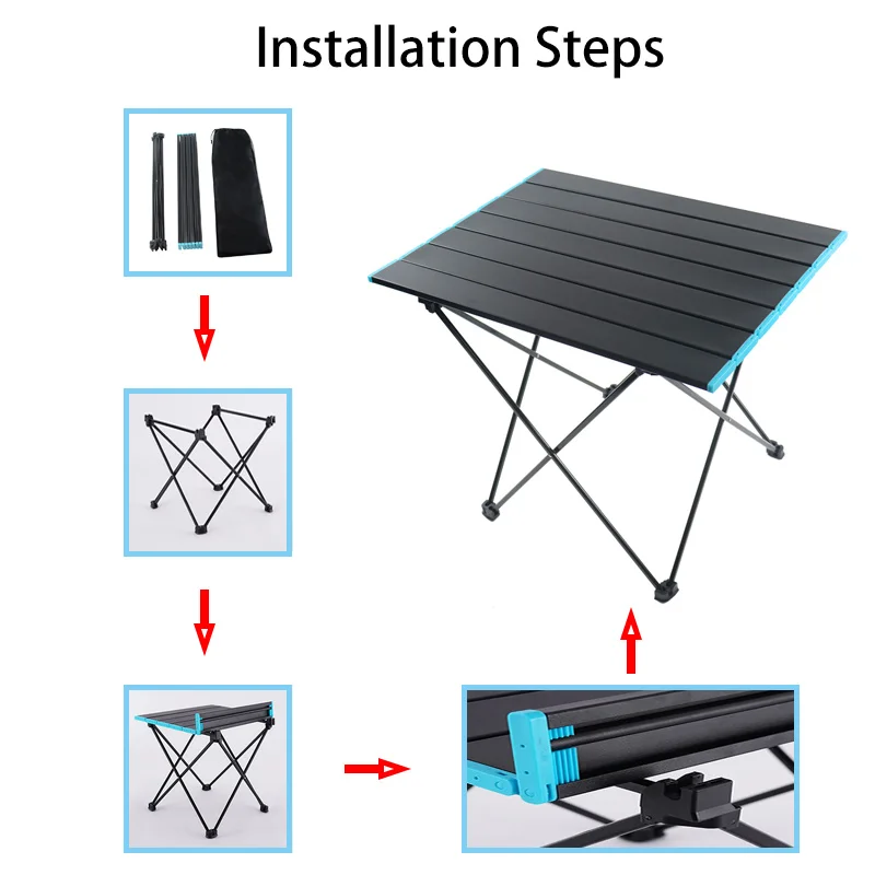Практичный суперсветильник садовый стол из алюминиевого сплава с сумкой ткани