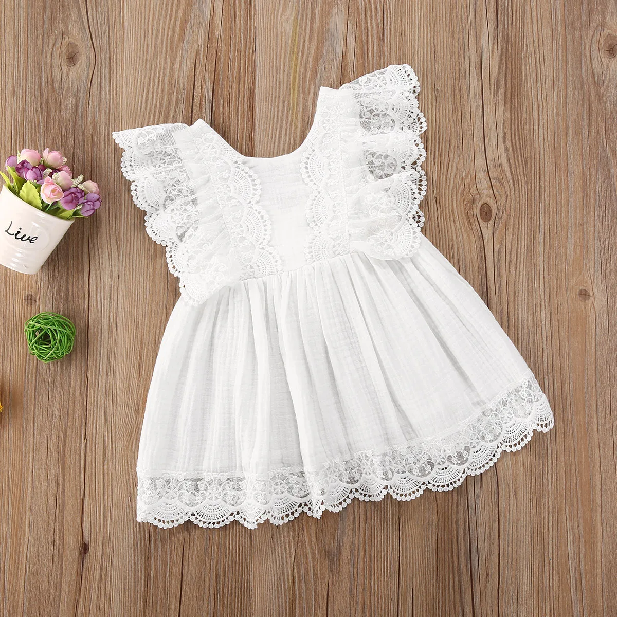 Newborn Toddler Kid Baby Girls Clothes White Summer Dress Children's Clothing Sets Ruffles Lace Bow Princess Dresses Costumes | Детская