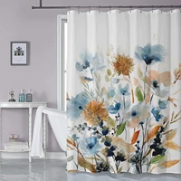 butterfly decoration plant leaf flower shower curtain waterproof and mildew proof polyester bathroom bathtub shower curtain