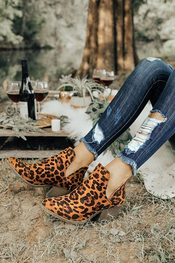 LOOZYKIT/Женские Модные леопардовые ботинки женские повседневные ботильоны Zapatos De