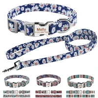 pet dog leash collars set nylon lead customized personalized puppy id name small medium large dogs bulldog durable