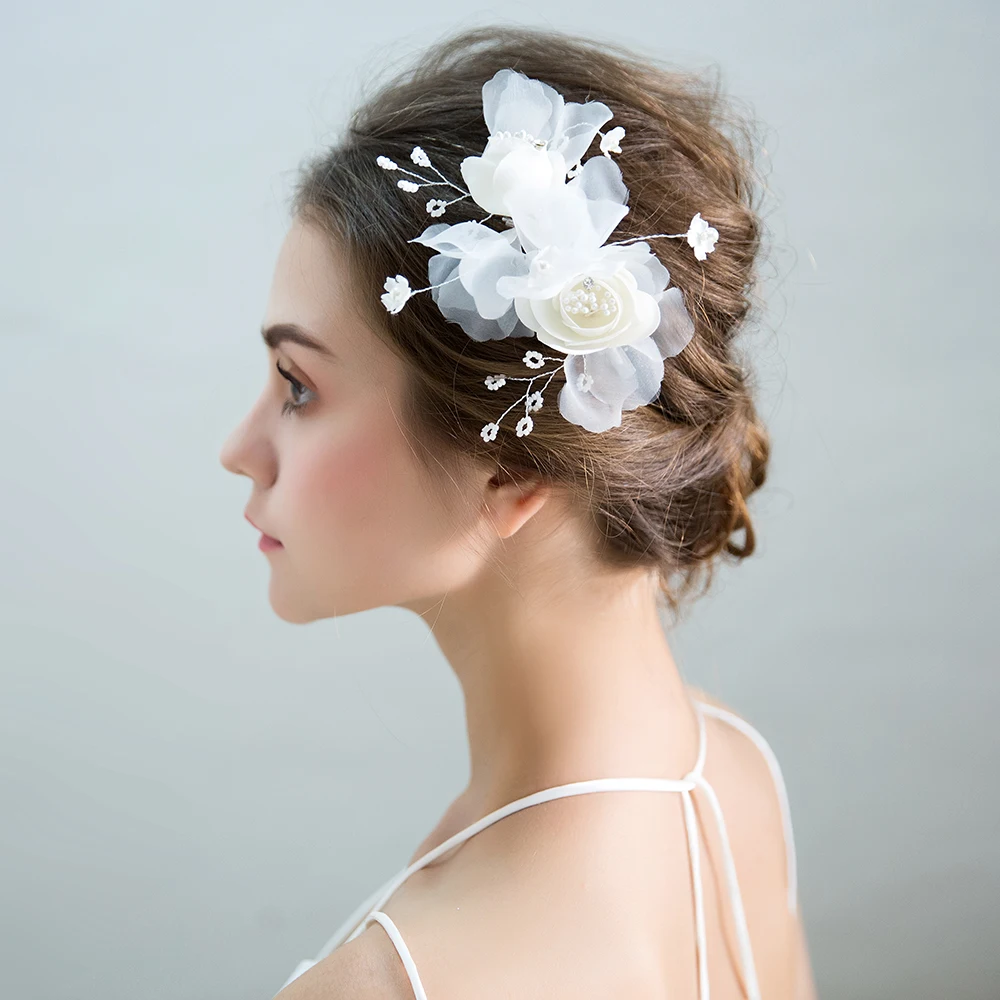 Очаровательные пряжа цветок заколки имитация жемчуга модные белые бабочки для