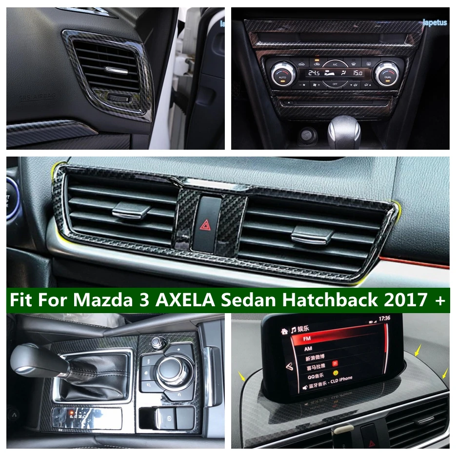 Center Air Condition AC Outlet Vent Frame Gearbox Cover Trim For Mazda 3 AXELA Sedan Hatchback 2017 2018 Carbon Fiber Interior