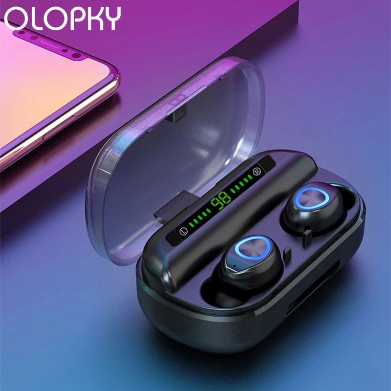 Беспроводные Bluetooth-наушники с микрофоном и зарядным футляром | Электроника