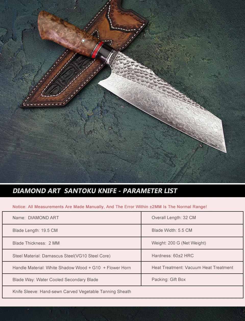 FZIZUO 7,5 ''VG10 Дамасская сталь Santoku нож ручной работы танто Точка кухонные ножи японский набор кухонных ножей кухонные инструменты