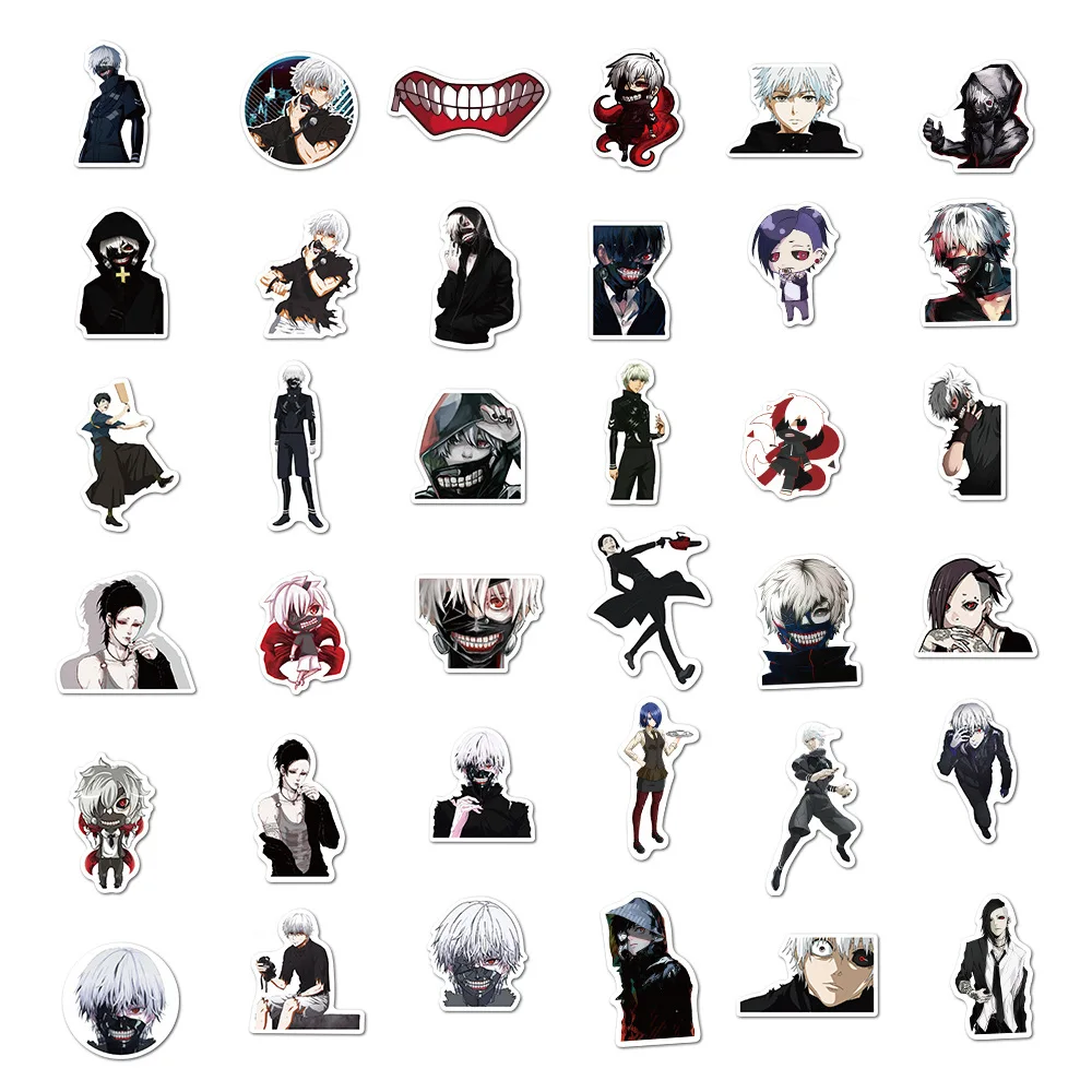 

50pcs Japan Anime Tokyo Ghoul Sticker Graffiti for Luggage Laptop Skateboard Bicycle Decal Pegatinas Stickers Children Gift