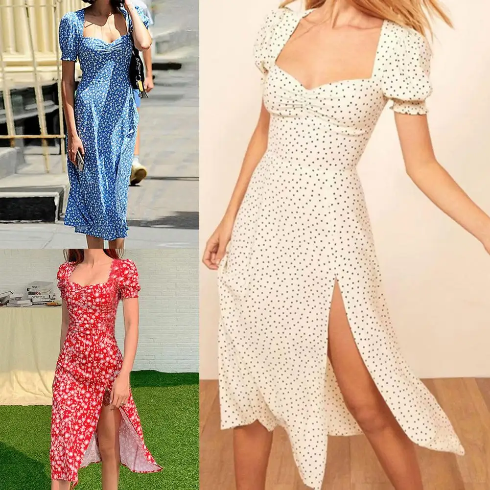 

Hot Sales!!Women Dress Zipper Ruffle Exquisite Summer Floral Print Dress for Date