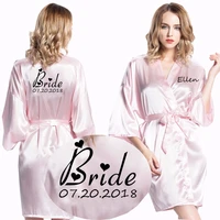 personalized custom women robes satin silk printed gown sexy bridal wedding bride bridesmaid robe kimono short bathrobe robe new