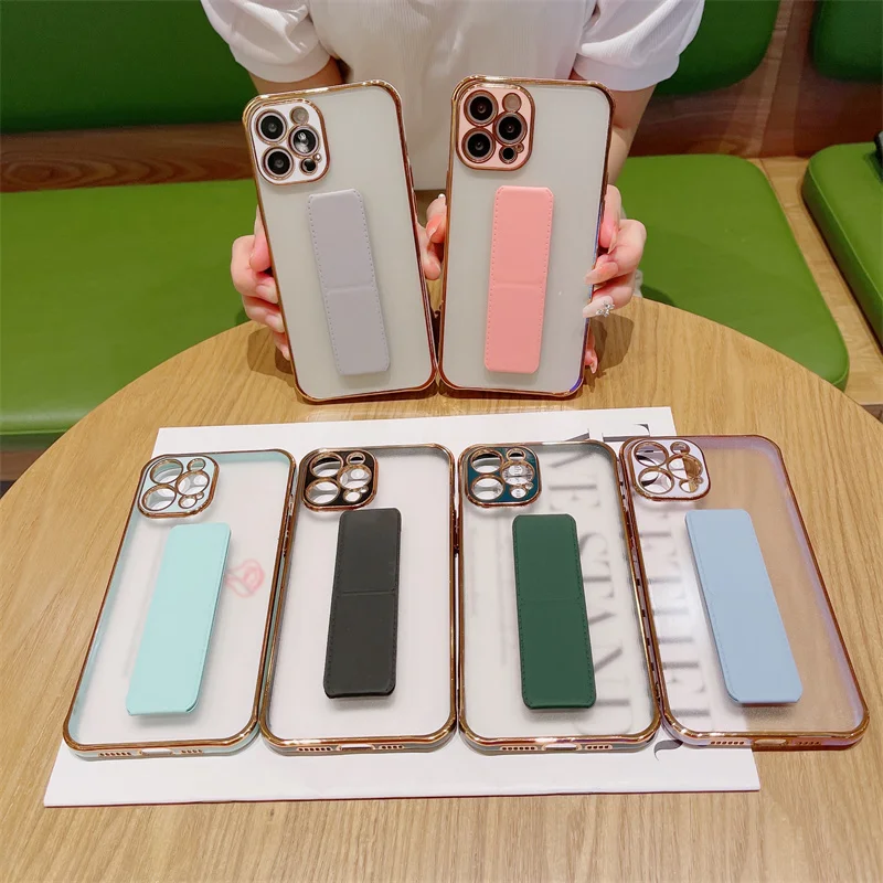 

Fashion Luxury Soft Electroplated Phone Cases For Vivo X50 X60 Pro Y20 Y73S Y50 Y17 Y93 Y91 V20 Plating Back Cover With Holder