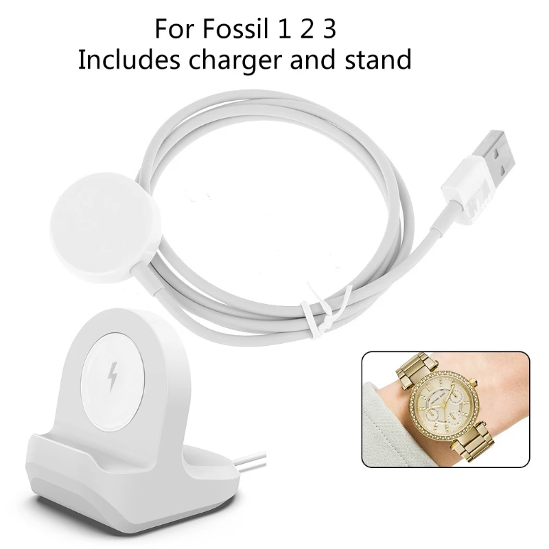 

Portable Wireless Charging Base Stand Dock Smart Watch Charger Cable for Fossil- Q Gen 1 2 3 Founder/Wander/Marshal