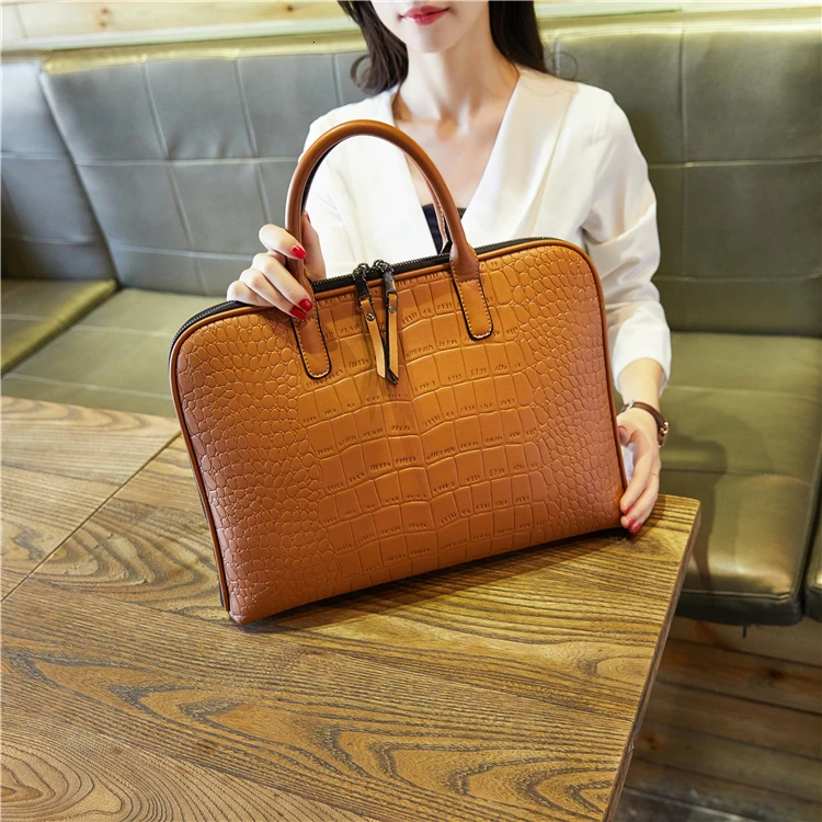 New Girls Shoulder Office Laptop Bags For Women Leather Business Briefcase Woman Laptop Handbag 13" 14" 15 Inch For Macbook Air