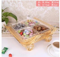 4 6 compartment style snacks division candy dish living fashion metal gold tray fruit box fruit bowl with cover decoration arts