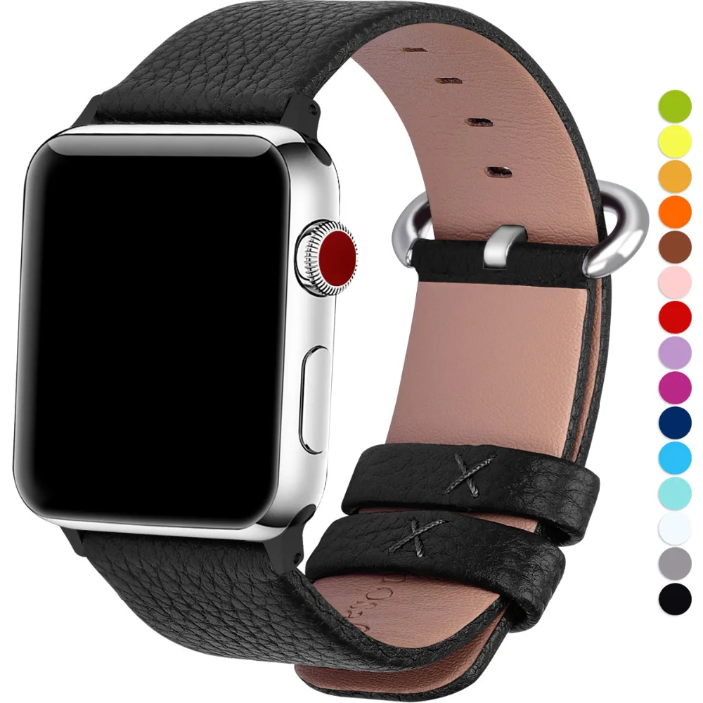 

15 Colors Genuine Leather for Apple Watch Bands Series 5/4/3/2/1, Watchbands IWatch Strap for Apple Watch 44mm 40mm 42mm 38mm