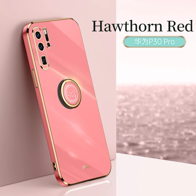 plating square ring holder phone case on for huawei p30 p40 p20 lite pro p smart plus 2019 20 30 40 luxury silicone stand cover free global shipping