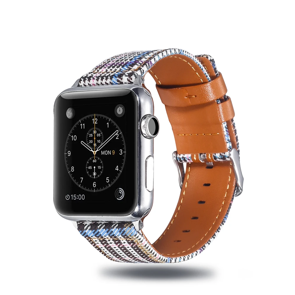 Холщовый ремешок для часов для Apple Watch 38 мм 42 мм 40 мм 44 мм нейлоновый кожаный ремешок для часов браслет для iWatch Series 5/4/3/2/1