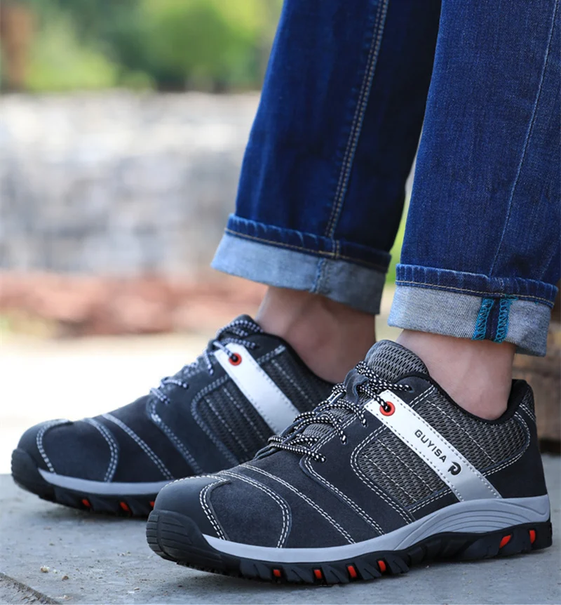 

Steel Toe Shoes Men Work Safety Shoes Puncture-Proof Anti-Smashing Boots Non-slip Lightweight Breathable Outdoor Sneakers