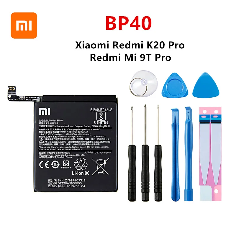 Оригинальный аккумулятор Xiao mi 100% BP40 4000 мАч для Xiaomi Redmi K20 Pro / Mi 9T сменные батареи