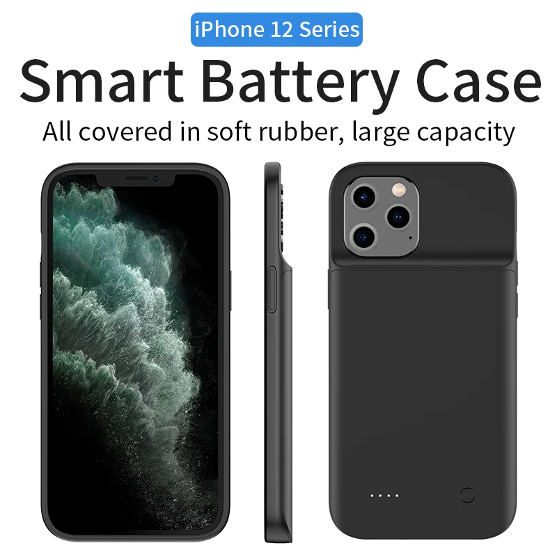 

Battery Charger Case For Apple iphone 12 Pro Max 6.7 inch 6800mAH Anti fall Portable Battery Back Cover Plastic Soft edge