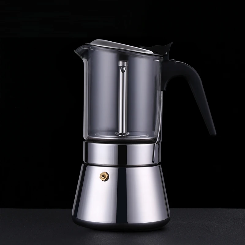 

Кофеварка Moka из боросиликатного стекла, портативная, из нержавеющей стали