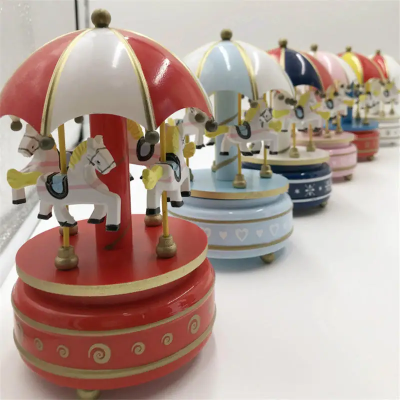 Крутящаяся Карусель лошадь музыкальная шкатулка завершать работу детская