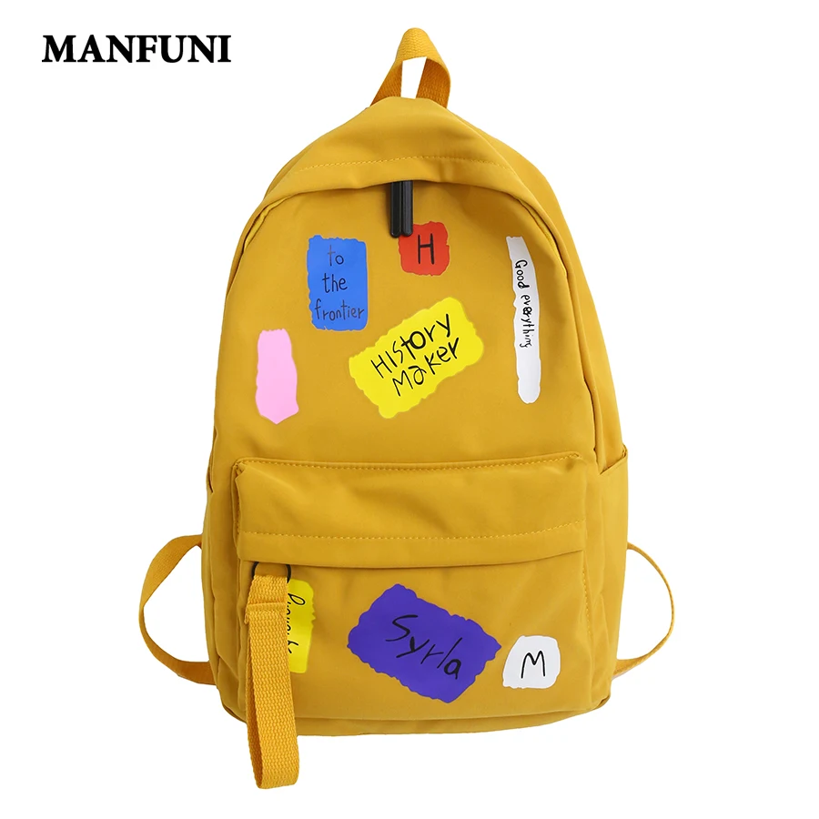 

Fashion Waterproof Nylon Letter Women Backpack Female Travel Backpack Color Print Student Schoolbag Book Mochila Feminina