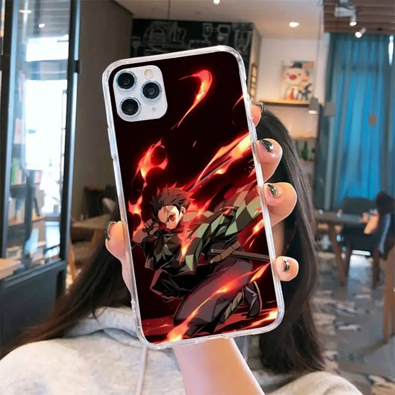 

Anime Demon Slayer Kimetsu no Yaiba Phone Transparent for iPhone 6 7 8 11 12 s mini pro X XS XR MAX Plus se cover funda shell
