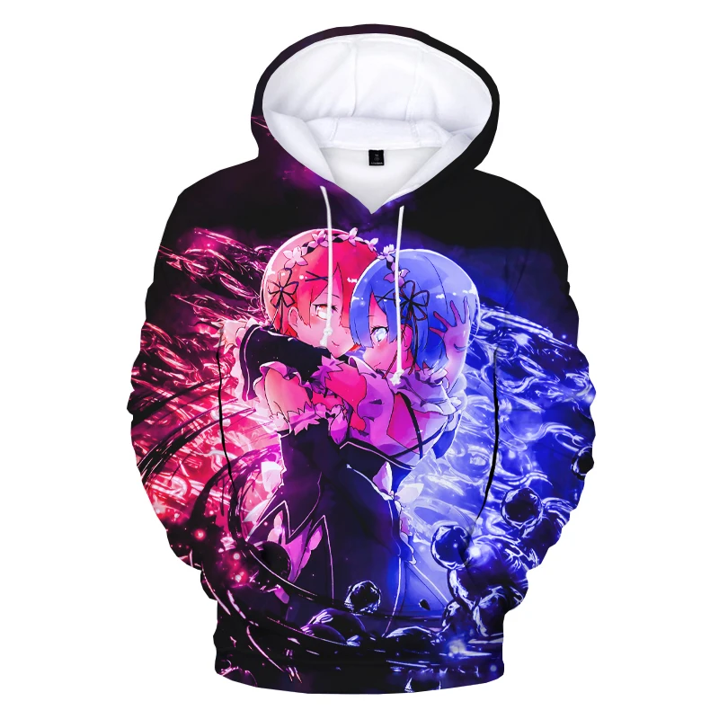 

Hot RamRem 3D Printed Hoodies Unisex Sweatshirts Japanese Anime Re:Life in a Different World from Zero Hoodies Overseze 2XS-5XL