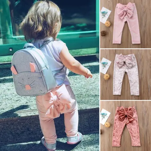 

AA Newborn Toddler Infant Child Kids Baby Girls Princess Bowknot Bottoms Pleuche Pants Leggings Trousers Cute Clothes 6M-5T