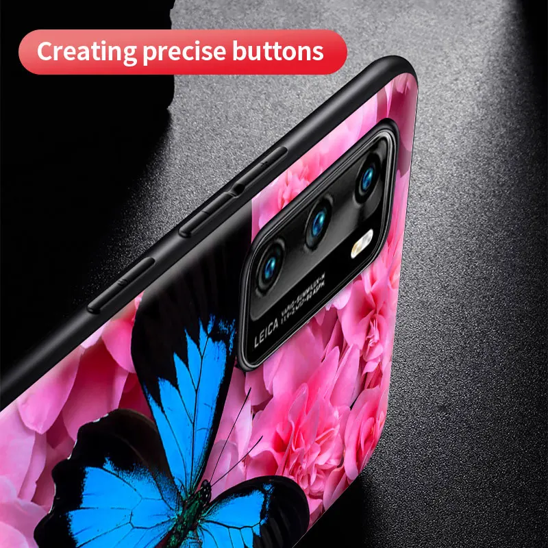 

Butterfly On Roses Flower Phone Cover For Huawei P30 P40 Lite E P Smart Z P20 Pro Y6p Y6 Y7 Y9 2019 Black Soft Capa Mobile Case