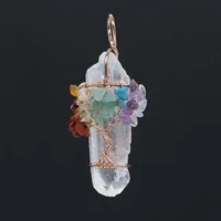 100 unique 1 pcs rose gold color irregular shape rock crystal wire wraped small colorful stones pendant