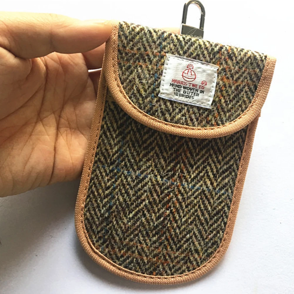 Tweed Surface Protective Durable Signal Blocking Case Fob Pouch Anti-lost Car Key Bag Keyless Fashion Wallet Compact Universal | Автомобили