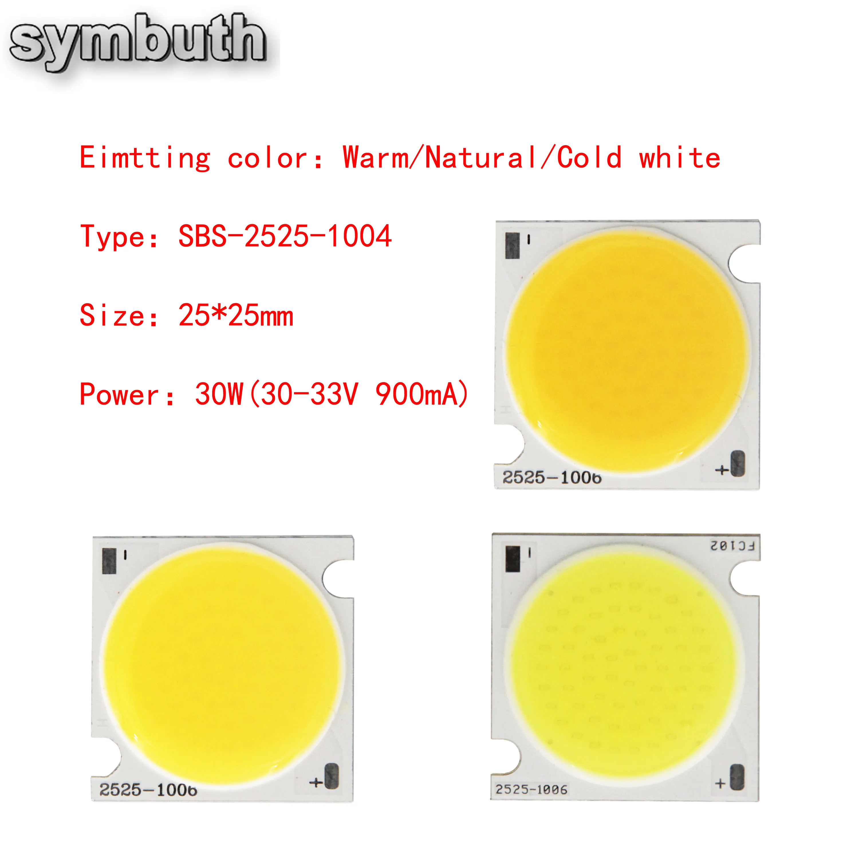 

5pcs/lot LED COB 25*25mm 30W DC 30V 900mA High Bright Module Led Lighting Fixtures & Components COB Source