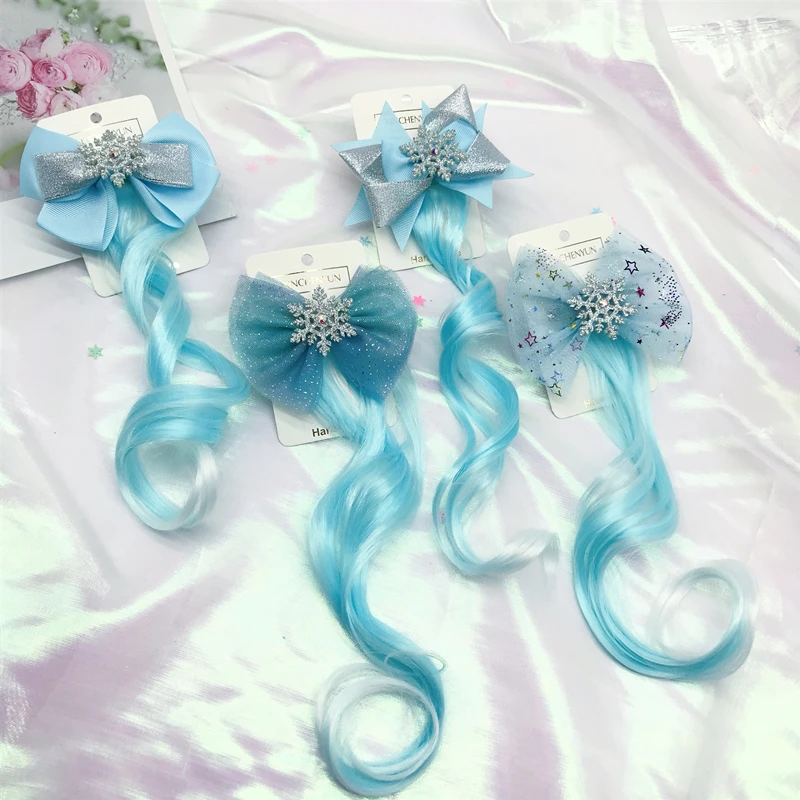 1 шт. милые синие сетчатые заколки для волос в виде снежинок длинные вечерние