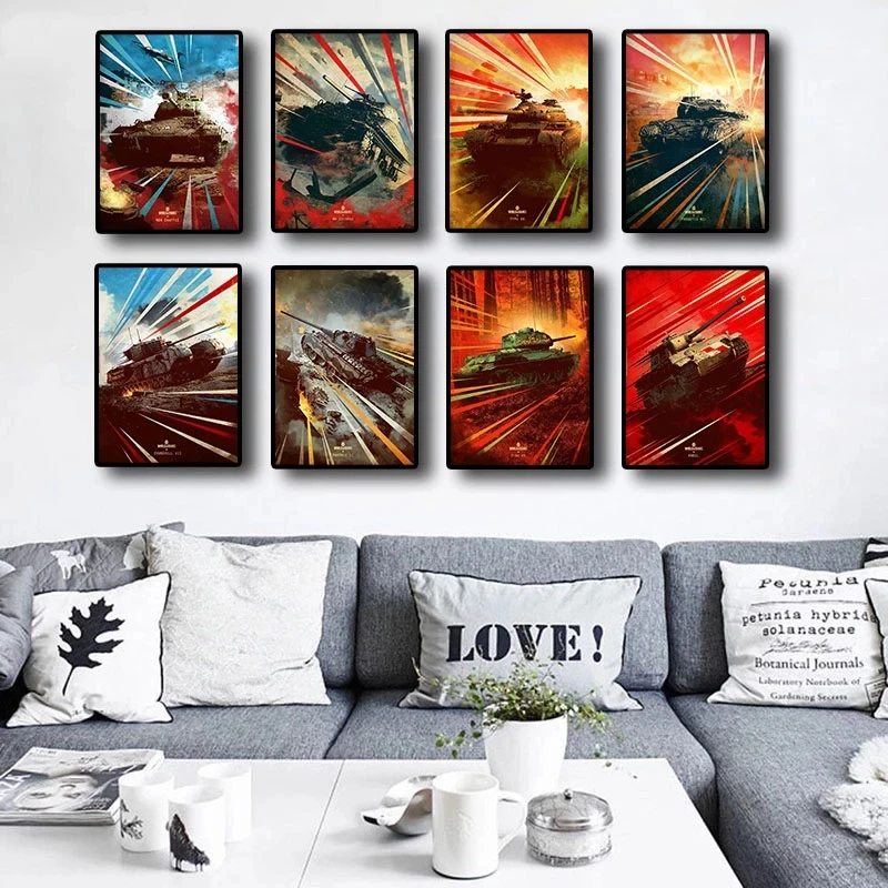 

Tanks Attack Retro Style Colorful The Game Armor Picture Quality Canvas Painting Posters Bedroom Living Sofa Wall Art Home Decor