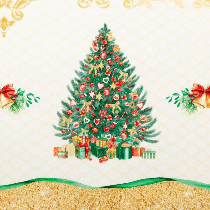 Скатерть Этель &quotGolden Christmas&quot скатерть 150*110 +/-2см с ГМВО 100%хл 190г/м2 5072924 | Дом и сад