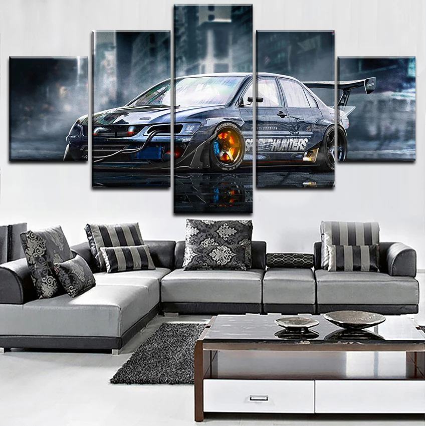 

5 Panel Speedhunters Sports Car Poster Canvas Painting Wall Art HD Printed Modular Picture Home Decoration Living Room Framework