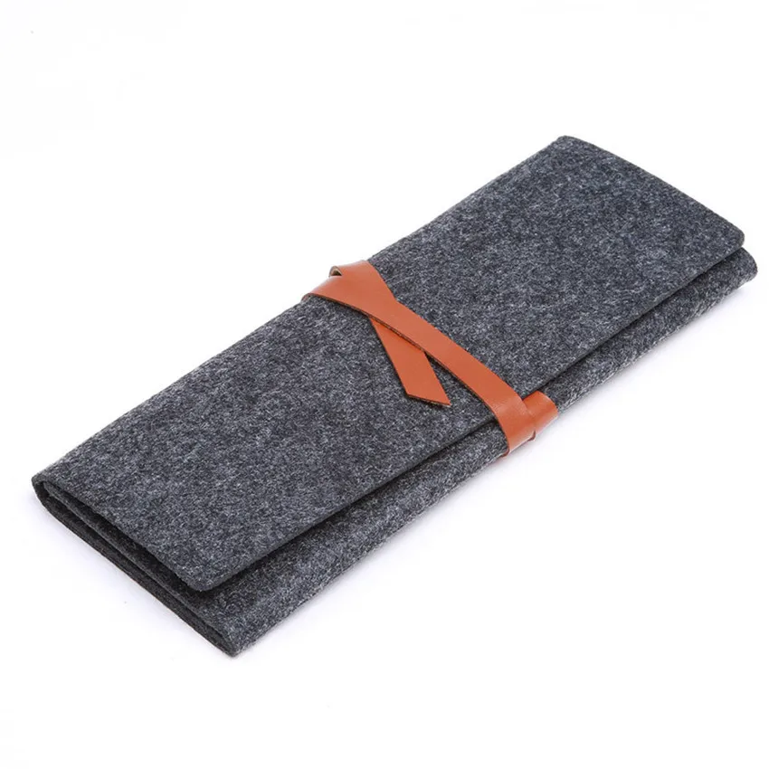 

Portable Roll Pencil Case Felt Cloth Material Pen Bag Dustproof Cute Large Pencil Box Stationery For Office School Supplies