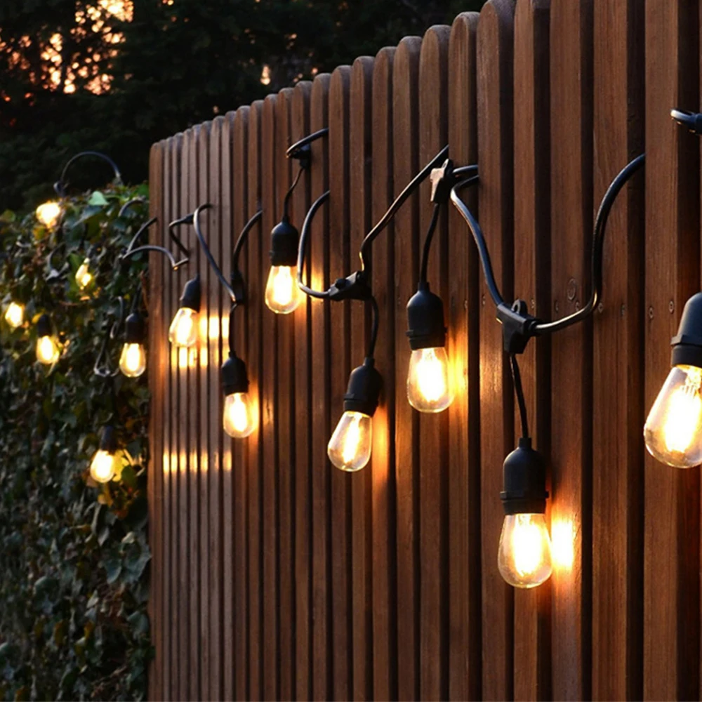 

Solar Light Outdoors Street Garland Bulbs String Lights Shatterproof E26 Plastic Edison Bulb Outdoor LED Solar Lamp For Garden