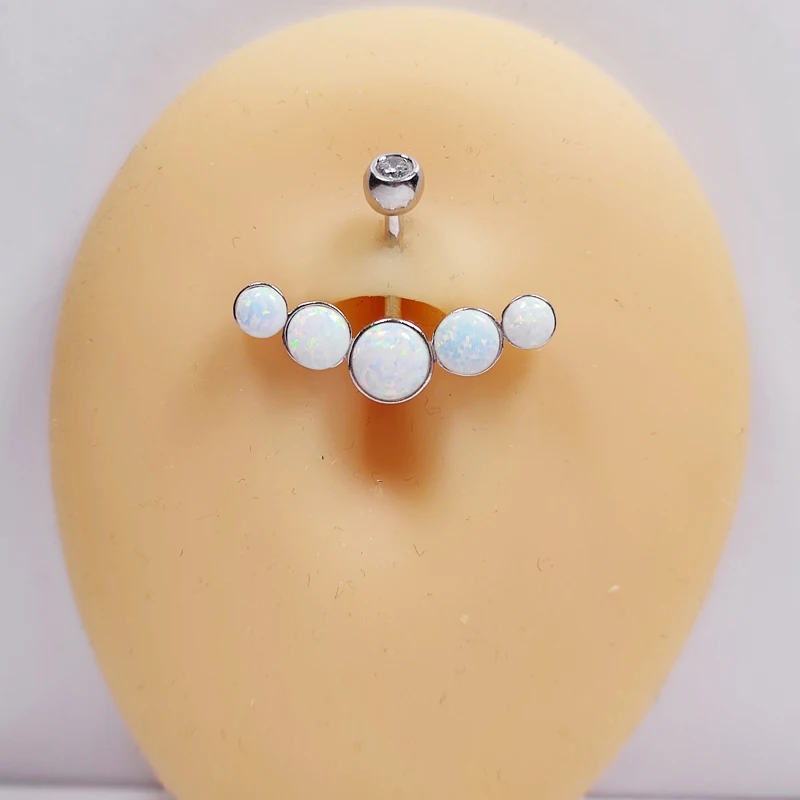 Кольцо для пупка из серебра 925 пробы с опалом | Украшения и аксессуары