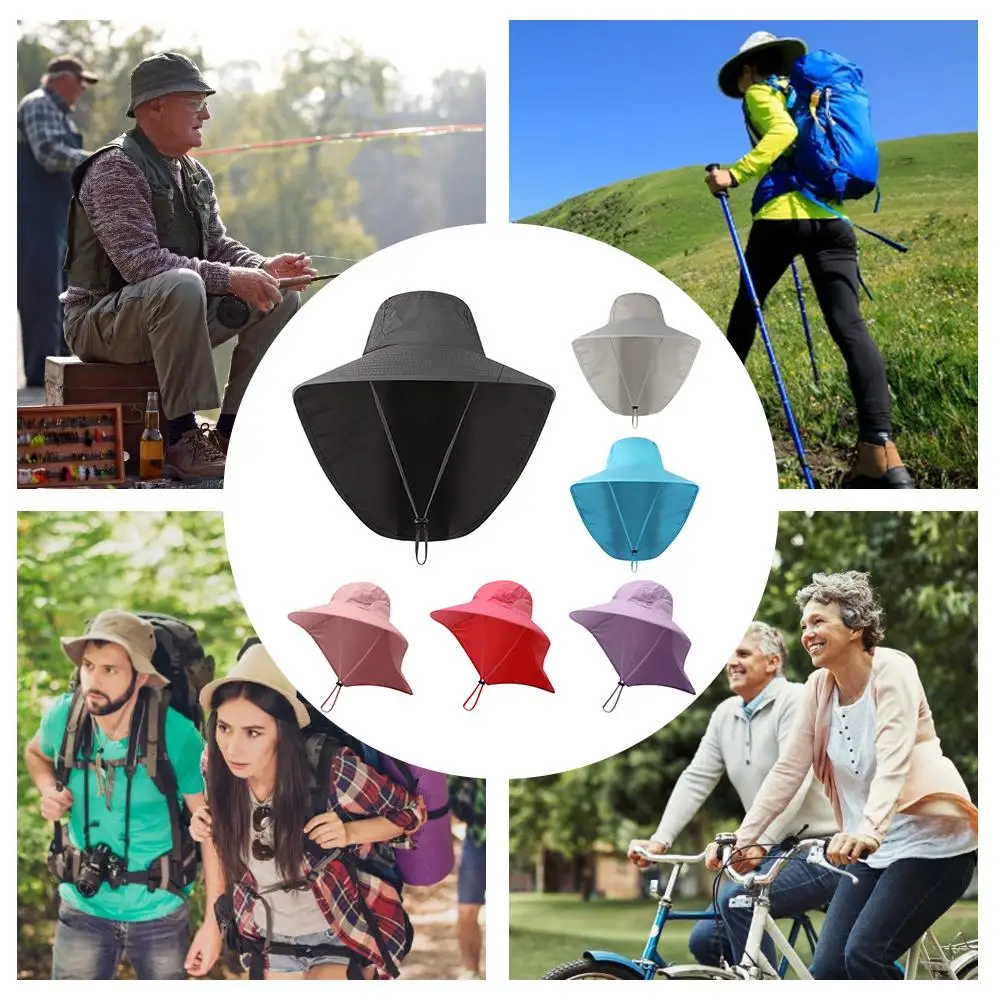 

Fishing Hat Wide Brim Breathable Mesh Unisex Outdoor Sport Fishing Hiking Sun Hat UV Protection Face Neck Flap Man Women Sun Cap