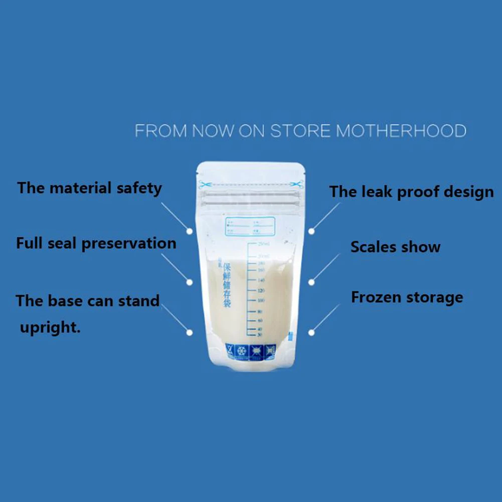 

30PCS Milk Freezer Bags BPA Free Baby Food Storage Disposable Practical And Convenient Breast Safe Feeding Bags 250ml