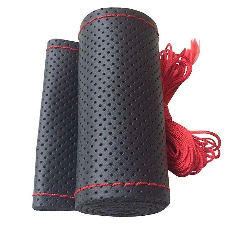 

Hand Sewing Steering Wheel Cover Ultrafine Fiber Leather Sweat-absorbent Breathable With Thread Needle Steering Wheel Covers