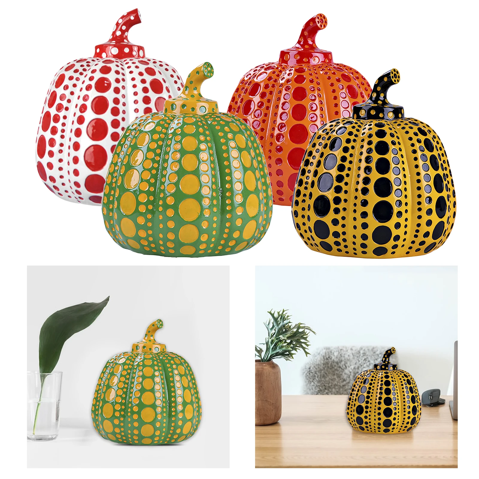 

Decoration Pumpkin Statue Furnishings Decorations Wine Cabinet Hand Painted Ornaments Artist Creative Home Simple Dots Figurine