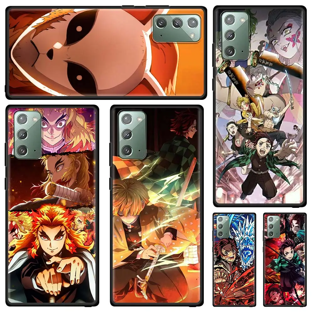 

Cartoon Japan Demon Slayer Phone Case for Samsung Galaxy Note 20 Ultra 10 Lite 10Plus 9 8 A51 A21s A71 A31 Black Soft Cover