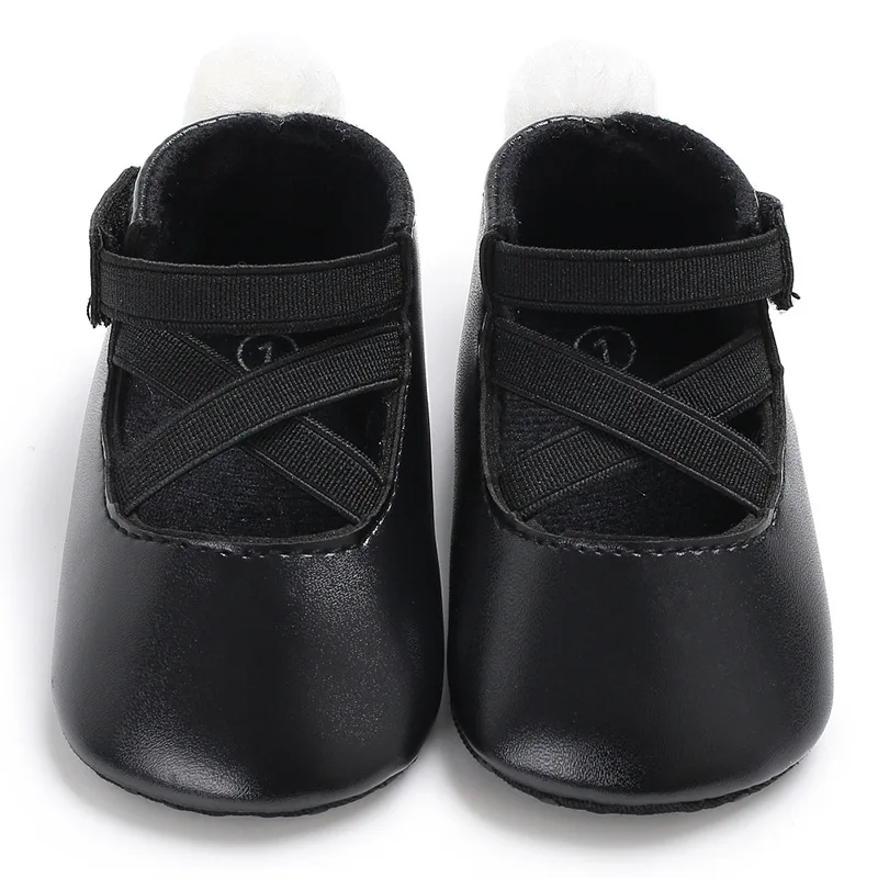 Тапочки для младенцев Princess Baby Shoes Newborns Plush Ball PU Leather Infants Crib Soft Sneakers First Walker for 0-18M on.